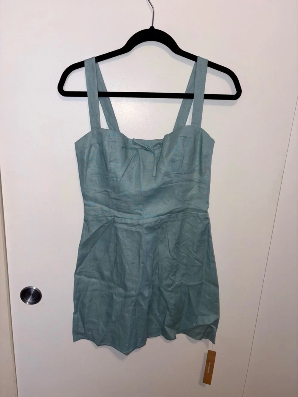 Reformation Brie Linen Dress Turqouise - Picture 4 of 9